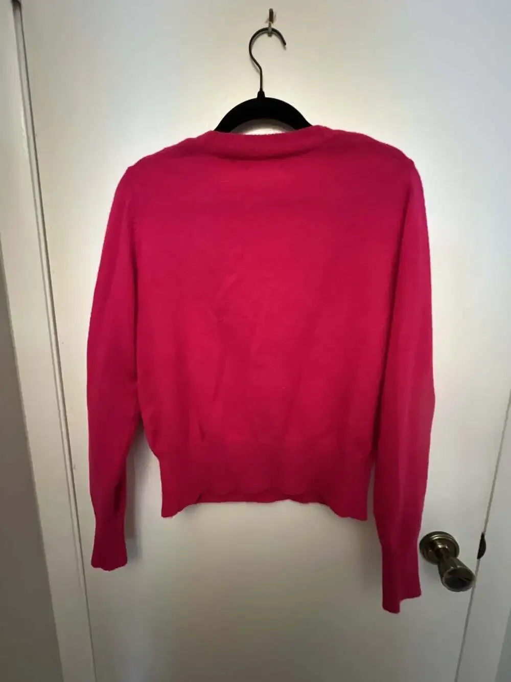 Sonoma Women's Hot Pink V-Neck Long Sleeve Pullover Sweater Size M